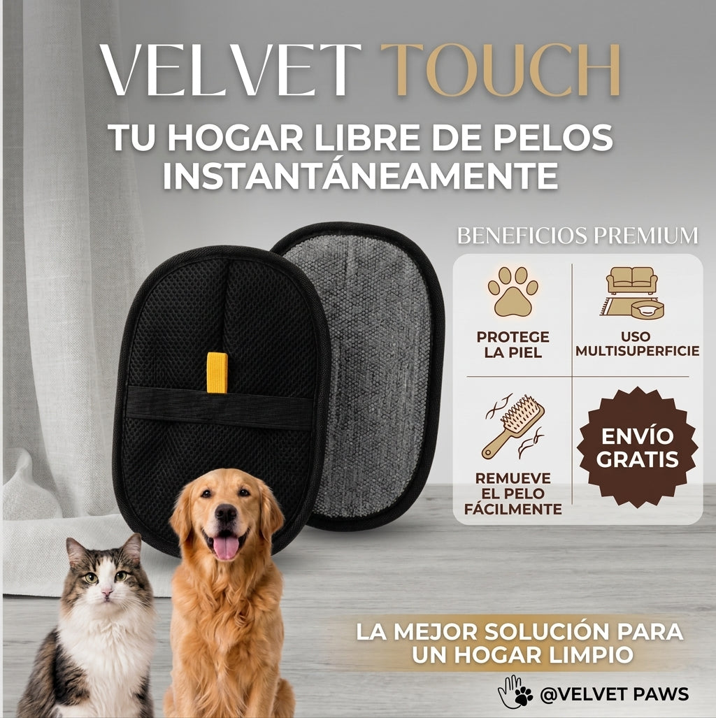 Guante Velvet Touch – Elimina el Pelo de tu Mascota al Instante